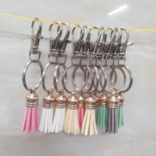 Miniatura 3 de 60 piezas de ganchos giratorios premium con anillas para llaves, ganchos de llavero con cierre de langosta de metal para manualidades con cordón