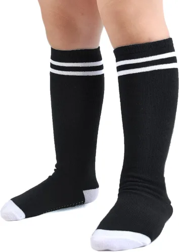 Miniatura 4 de EPEIUS Calcetines altos hasta la rodilla con agarre antideslizante Toddller Athletic Stripe Team Tube Calcetines para niños y niñas, paquete de 5