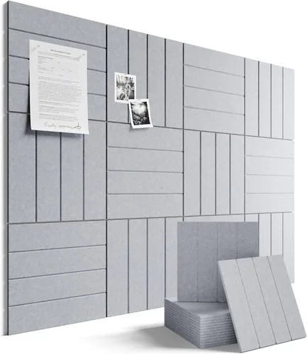 Miniatura 76 de Tablero de anuncios de fieltro grande de 36 x 24 pulgadas, alternativa al tablero de corcho – Paquete de 6 con 40 pestañas adhesivas extraíbles