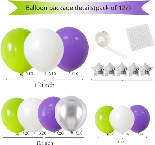 Miniatura 7 de Kit de arco de guirnalda de globos azules, morados y negros, 122 globos morados, azul rey y negro, globos metálicos plateados para videojuegos