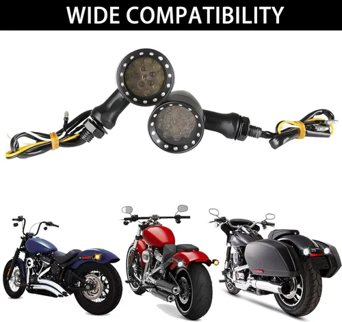 Miniatura 7 de DREAMIZER - Luces de señal de giro para motocicleta, color negro, 15 LEDs, diseño de bala, luces indicadoras delanteras y traseras, luz blanca y Luz
