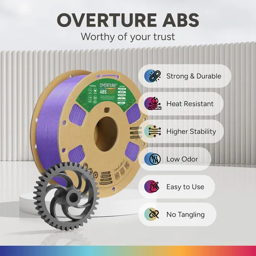 Miniatura 2 de OVERTURE - Filamento ABS de 1,75 mm, filamento para impresora 3D de alta resistencia y resistente al calor, baja deformación, excelente durabilidad