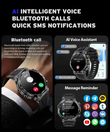 Miniatura 4 de Fitness Smart Watch for Men Women, Bluetooth Calling & 1.8" AMOLED, SpO2/Heart Rate/Sleep Tracker, 100+ Workout Modes, IP67 Waterproof, 7+Day Black