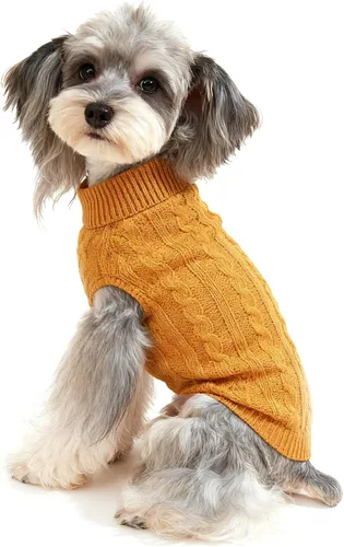 Miniatura 28 de Suéter para perro, cálido y suave, mediano (pecho 16-18 pulgadas), rosa, cuello alto clásico, lavable a máquina, invierno, unisex, sólido