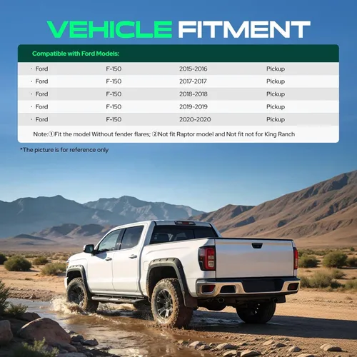 Miniatura 3 de YHTAUTO Juego de 4 protectores contra salpicaduras de barro de repuesto para Ford F-150 2015-2020 Pickup, sin guardabarros de fábrica, delantero