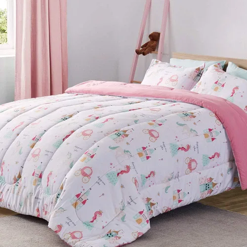 Miniatura 2 de SLEEP ZONE - Juego de edredón de 5 piezas tamaño Individual para niños, estampado suave, con edredón, sábanas y fundas para cojín y almohada, diseño