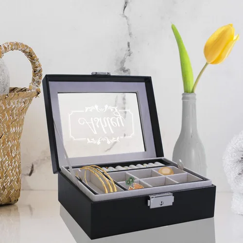 Miniatura 3 de My Personal Memories Joyero personalizado, bandeja y organizador con parte superior de cristal, accesorios personalizados y grabados, regalo