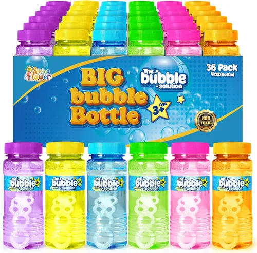 Miniatura 10 de SpringFlower 6 botellas de burbujas con varita, recuerdos de fiesta de burbujas para niños, juguetes de verano, juguete novedoso de solución