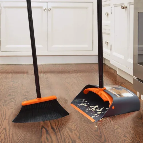 Miniatura 2 de TreeLen Juego de escoba y recogedor con mango largo de 52 pulgadas para el hogar, cocina, oficina, vestíbulo, uso en el suelo, escoba vertical