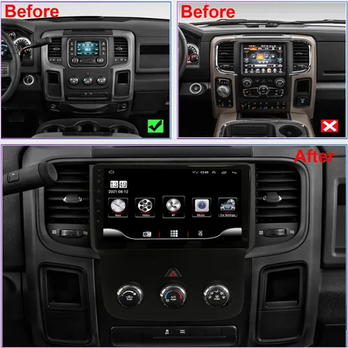 Miniatura 2 de Para Dodge RAM 1500 2500 3500 Actualización de radio 2013-2018 Manual AC Stereo Reemplazo 1280*720 Pantalla táctil Construido en Carplay inalámbrico