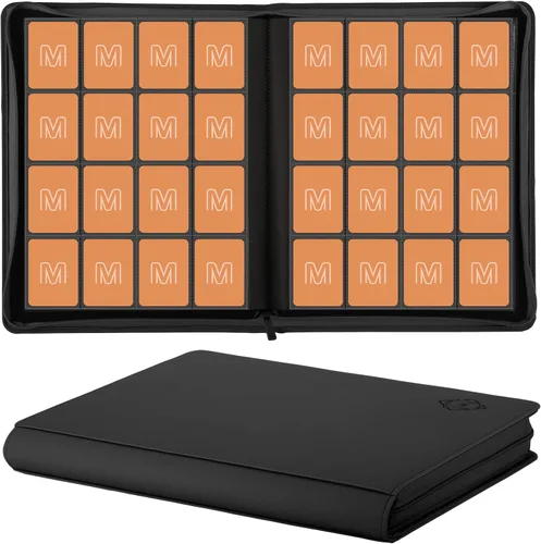 Carpeta de Tarjetas Premium de 16 Bolsillos, Carpeta de Tarjetas de Intercambio Sostiene hasta 1000+ Tarjetas Álbum de Colección de Tarjetas 44 negro