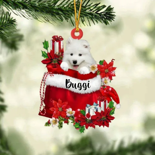 Miniatura 134 de Perro Akita Inu personalizado en bolsa de regalo, adorno de Navidad, nombre personalizado, regalo para amantes de los perros, familia, Navidad