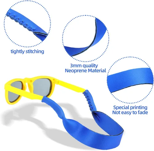 Miniatura 4 de Weewooday 4 correas antideslizantes para lentes de sol para niños, correa ancha, retenedor de gafas (negro, azul, verde, morado)
