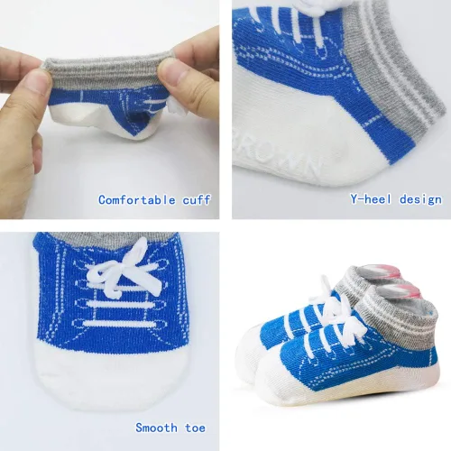 Miniatura 3 de Calcetines de tobillo antideslizantes para bebés recién nacidos y niñas 6 pares