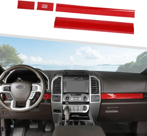 Miniatura 8 de Jimen Compatible con Ford F150 2015-2020, 4 Piezas Cubierta del Panel de la Consola Central Accesorios de Moldura Interior (Grano de Madera Negra)
