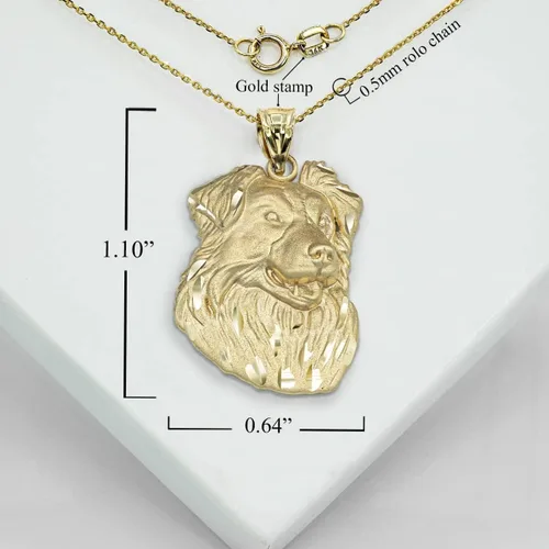 Miniatura 2 de Colgante de oro amarillo pulido de 10 quilates con diseño de cabeza de perro y animal