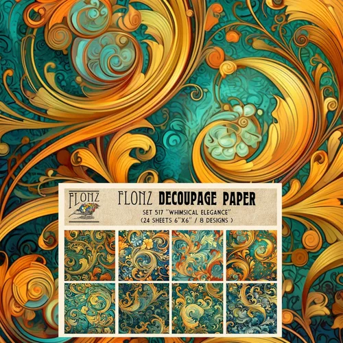 Miniatura 12 de Decoupage - Paquete de papel (24 hojas de 6 x 6 pulgadas) Glorious Storm # Papel de patrón de estilo vintage para decoupage, manualidades y álbumes