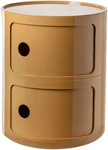 Mesita de noche redonda de plástico de 2/3/4 niveles, mueble de almacenamiento con cajones y puerta corredera, armario de noche moderno nórdico para