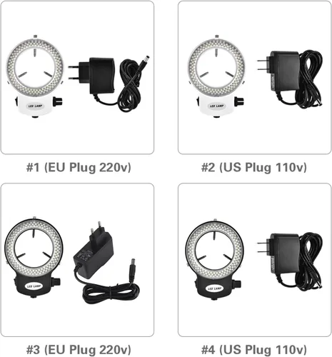 Miniatura 8 de Fydun Luz LED para microscopio, 144 cuentas LED de brillo ajustable lámpara de anillo para microscopio estéreo y cámara, blanco, negro