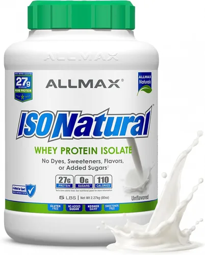 Miniatura 14 de ALLMAX ISONATURAL - Polvo aislado de proteína de suero de leche, 0.95 oz de proteína por cucharada, sin azúcar, cero grasa, 99% sin lactosa, sin