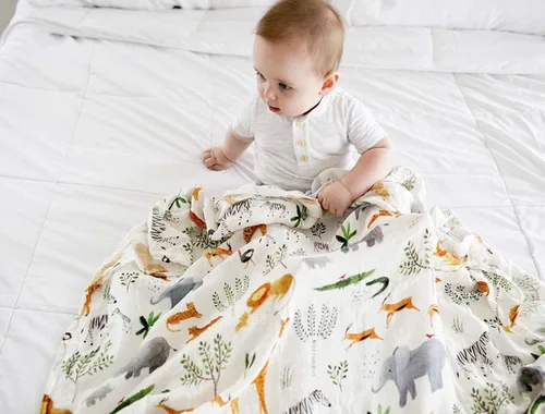 Miniatura 9 de Loulou Lollipop – Manta suave de muselina para bebé, manta de recepción premium, manta envolvente para bebe de 47" x 47" para niñas y niños Safari