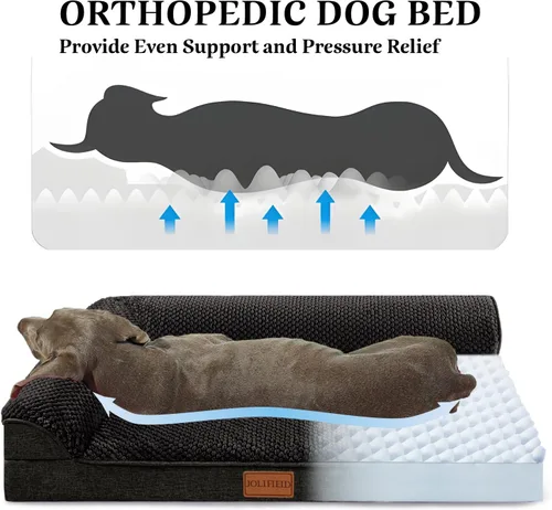 Miniatura 3 de Cama Ortopédica para Perros de Tamaño Grande 36''X24'', Cama Impermeable para Mascotas de Espuma de Caja de Huevos con Refuerzo en L para Jaula