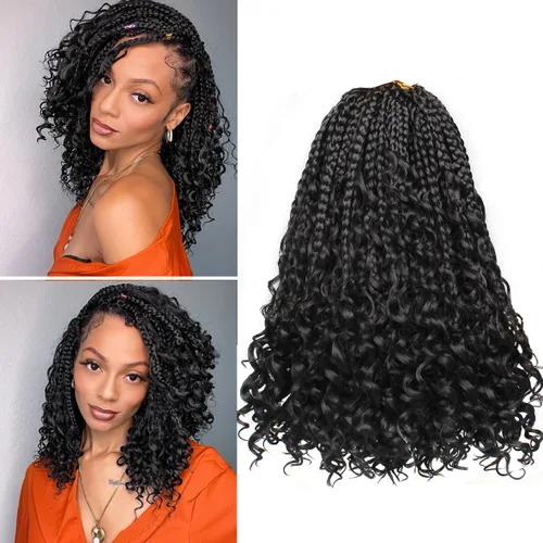 Miniatura 62 de Beverlee Goddess Box - Trenzas de ganchillo de 8 pulgadas, 8 paquetes de trenzas de ganchillo bohemias, extremos rizados, pelo sintético rizado
