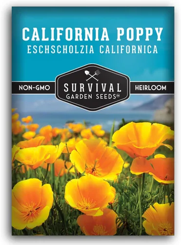 Miniatura 10 de Survival Garden Seeds - Semillas de amapola de California para plantar - 5 paquetes con instrucciones para cultivar plantas Eschscholzia Californica