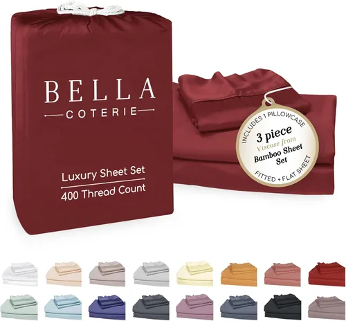 Miniatura 87 de Bella Coterie - Juego de sábanas de lujo de viscosa de bambú para cama tamaño split king 2 sábanas ajustadas para camas Sleep Number y camas 06