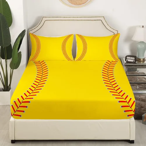 Miniatura 16 de Feelyou Juego de sábanas de béisbol para niños, juego de sábanas con temática deportiva de pelota, tamaño individual, para niños, adolescentes