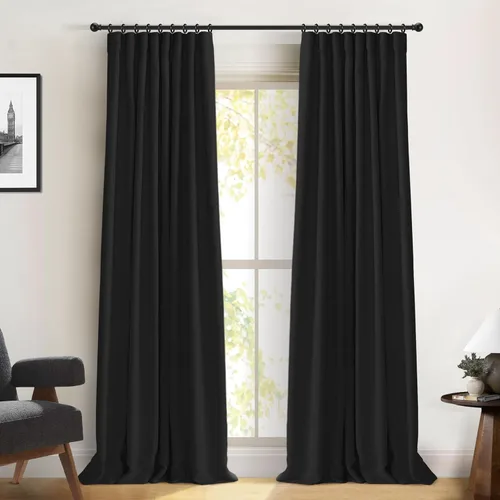 Miniatura 13 de 100% Blackout Shield Cortinas opacas completas para dormitorio de 63 pulgadas de largo, juego de 2 paneles, anillos de clip/bolsillo para barra