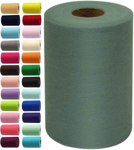 Miniatura 33 de Rollos de tela de tul de 6 pulgadas por 100 yardas (300 pies) Carrete de cinta de tul para manualidades, tutú, arco para la cabeza, decoración