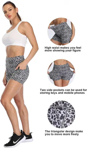 Miniatura 5 de Tienda Essentials Womens Workout Athletic Shorts Plus Size Print Gym Running Biker Shorts with Pockets