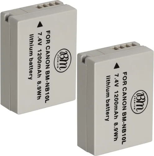 BM Premium Paquete de 2 baterías NB-10L para cámara digital Canon PowerShot G1 X, G3-X, G15, G16, SX40 HS, SX50 HS, SX60 HS