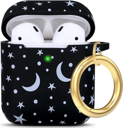 Miniatura 35 de Funda de silicona con flores compatible con AirPods Pro 2019, Gawnock - Funda suave y flexible para imprimir para mujeres y niñas con llavero - Flor