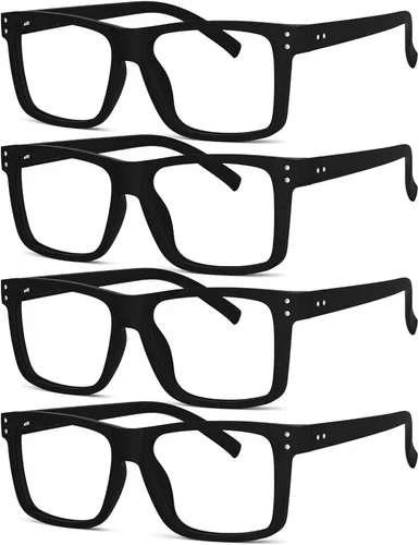 Miniatura 14 de Eyekepper Paquete de 5 gafas de lectura de gran tamaño con marco cuadrado grande para hombres y mujeres - Negro +2.50 Paquete de 5 todo negro