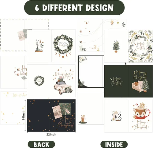 Miniatura 2 de Zhanmai 6 tarjetas de felicitación jumbo de Feliz Navidad de 14 x 20 pulgadas, libro de invitados gigante, tarjeta de regalo de Navidad, tarjeta
