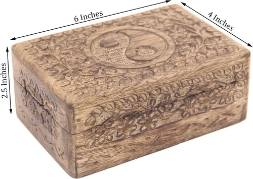 Miniatura 2 de KayJayStyles - Caja de almacenamiento de madera para la joyería, tallada a mano Yin Yang