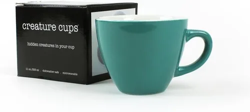 Miniatura 6 de Creature Cups - Taza de cerámica de erizo (11 onzas, verde agua) - Animal 3D oculto dentro que emerge mientras bebes - Regalo de vajilla