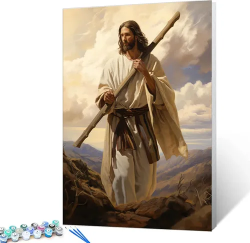 Miniatura 19 de Kits de pintura por números para adultos principiantes, pintura al óleo sobre lienzo de 16 x 20 pulgadas, lámpara de flores y óleo, pigmento 4-Art-06