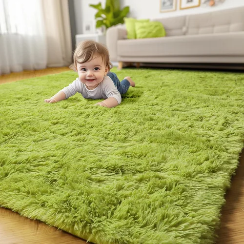 Miniatura 48 de Alfombras moradas para dormitorio de niñas, alfombra de 5 x 8 pies, alfombra peluda esponjosa para sala de estar, alfombras peludas gruesas