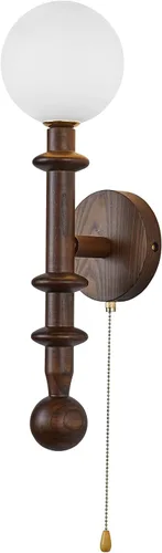 Miniatura 8 de Aplique de pared de madera, aplique de pared de globo industrial, modernas lámparas de pared para tocador de dormitorio con pantalla de globo