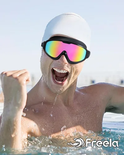 Miniatura 7 de Freela 2 Pack Swim Goggles for Adult Men Women,180°Wide Vision Anti-fog UV Protection No Leak Clear Swimming Goggles Rosado y transparente