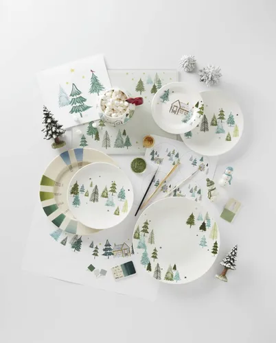 Miniatura 11 de Lenox 893565 Balsam Lane - Juego de vajilla de 12 piezas, verde, Navidad, alojamiento navideño