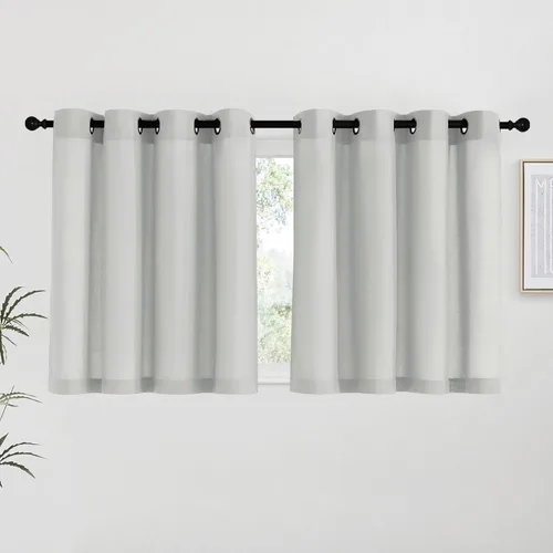 Miniatura 113 de NICETOWN Cortinas de lino natural con textura de lino para dormitorio, mezcla de lino rústica con ojales en la parte superior, semitransparentes