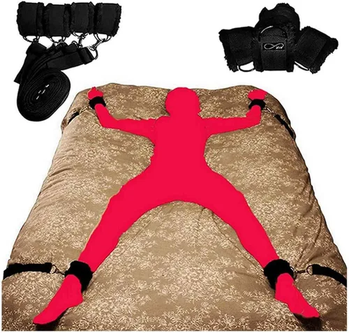 Miniatura 6 de Cuerda sexual para cama de tamaño queen, correas de cama para adultos, colchón King, sujeción sexual para tobillos y muñecas, bar, hombres, pulseras