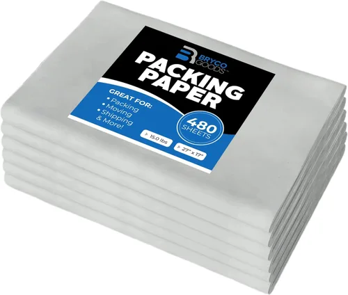 Hojas de papel de embalaje para mudanzas, 480 hojas, 27 x 17 pulgadas, 15 libras, fabricadas en Estados Unidos, papel de periódico, imprescindible