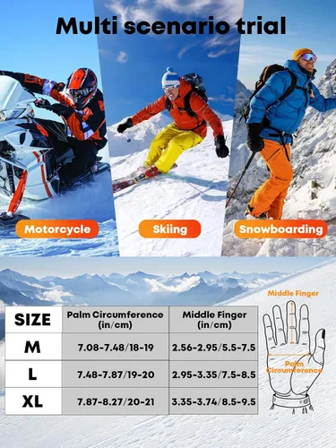 Miniatura 7 de KASBAH Guantes térmicos impermeables de invierno para hombres y mujeres, guantes de esquí con aislamiento cálido con diseño antideslizante
