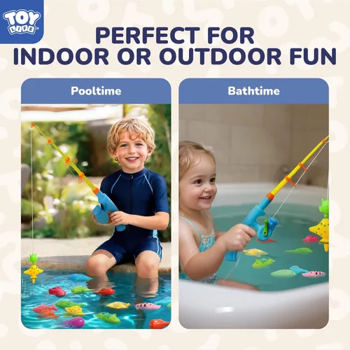 Miniatura 5 de TOY Life Juego de pesca magnético para 2 jugadores para niños de 3 a 5 años, juego de caña de pescar para niños pequeños con juguetes de peces, 2