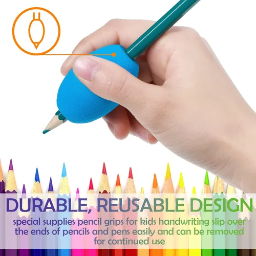 Miniatura 3 de Outus 12 empuñaduras para lápiz de huevo para adultos, agarre de escritura a mano para huevo, lápiz capacitivo, espuma acolchada suave